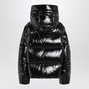 Moncler X Edward Enninful Schwarze glänzende Nylon-Daunenjacke mit Kapuze