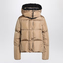 Moncler beige gesteppte Kapuzenjacke