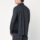 Jaqueta camisa de lã xadrez cinza Sacai