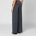 Sacai graue/khaki Nadelstreifen-Hose aus zwei Materialien