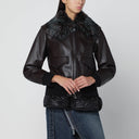 سترة بومبر ساكاي براون ثنائية المواد بسحاب