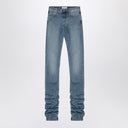 The Attico Sky blue jeans with long leg curled at the hem