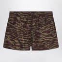 Shorts Attico Zebra em náilon cáqui/marrom
