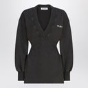 The Attico Washed-effect black mini dress with logo