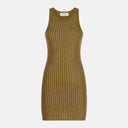Vestido mini verde militar de The Attico con pedrería