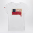 Polo Ralph Lauren weißes Jersey-T-Shirt mit Flagge