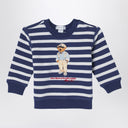 Moletom Polo Ralph Lauren branco/azul marinho listrado com estampa