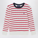 Polo Ralph Lauren White/red striped cable-knit jumper
