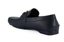 Elegant Navy Blue Calf Leather Loafers Versace
