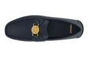 Elegant Navy Blue Calf Leather Loafers Versace