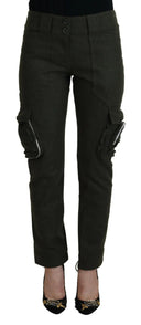 Elegant Tapered Green Wool-Blend Pants - Allure Absolue