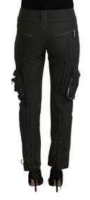 Elegant Tapered Green Wool-Blend Pants - Allure Absolue