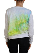 Elegant White Graphic Crew Neck Sweater - Allure Absolue
