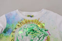 Elegant White Graphic Crew Neck Sweater - Allure Absolue
