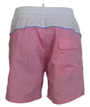 Chic White & Pink Print Swim Shorts - Allure Absolue