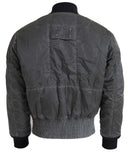 Graue Bomberjacke mit Reißverschlusstaschen und Ärmeln