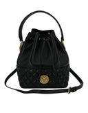 Elegante bolso de hombro tipo cubo de cuero negro Medusa
