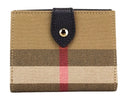 Luna Black Grained Leather House Check Canvas Coin Pouch Snap Wallet Burberry
