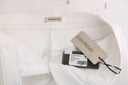 Chic White Slim Fit Cotton Trousers - Allure Absolue