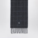 Polo Ralph Lauren Navy blue checked scarf with logo embroidery
