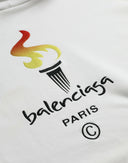 White Cotton Logo Hooded Pullover Sweatshirt Sweater Balenciaga
