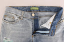 Chic Light Blue Torn Slim Fit Jeans - Allure Absolue