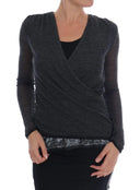 Chic Gray Lace Sleeve Blouse - Allure Absolue