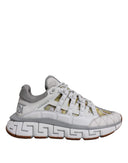 White Trigreca Barocco Print Low Top Sneakers Shoes Versace