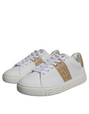 White Brown Greca Print TPU Low Top Men Sneakers Shoes Versace
