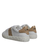 White Brown Greca Print TPU Low Top Men Sneakers Shoes Versace