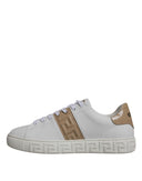 White Brown Greca Print TPU Low Top Men Sneakers Shoes Versace