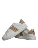 White Brown Greca Print TPU Low Top Men Sneakers Shoes Versace