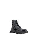 Black Rubber Lace-Up Boots