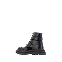 Black Rubber Lace-Up Boots