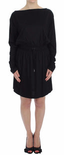 Elegant Black Silk Blend Shift Dress Versace Jeans