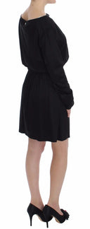 Elegant Black Silk Blend Shift Dress Versace Jeans