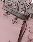 Pink Floral Lace Short Sleeves V-neck Midi Dress - Allure Absolue