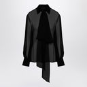 Valentino Semi-transparent black silk chiffon shirt