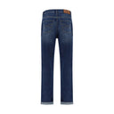 Blue Cotton Straight-Leg Jeans