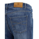 Blaue Baumwoll-Jeans mit geradem Bein