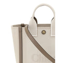 Borsa a spalla beige in cotone