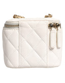 White Matelasse Lambskin Gold Chain Shoulder Vanity Mirror Chanel