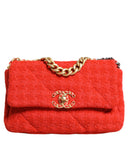 Red Tweed 2WAY Hand Chain Medium Shoulder Bag Purse Chanel