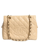 Beige Caviar De Coco Chain Leather Purse Bag Chanel