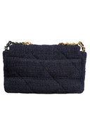 Dark Blue Medium Flap Tweed CC Gold Gray Chain Shoulder Bag Chanel