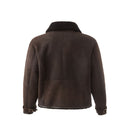 Elegante giacca marrone in pelle di montone