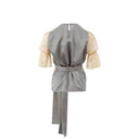 Elegant Multicolor Silk-Linen Top - Allure Absolue