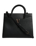 Black Large Leather Top Handle Shoulder Crossbody Bag Versace