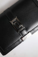 Black Calfskin Leather Chain Strap Shoulder Crossbody Bag Versace