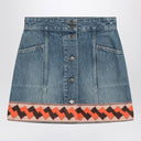Valentino Denim mini skirt with jacquard trim